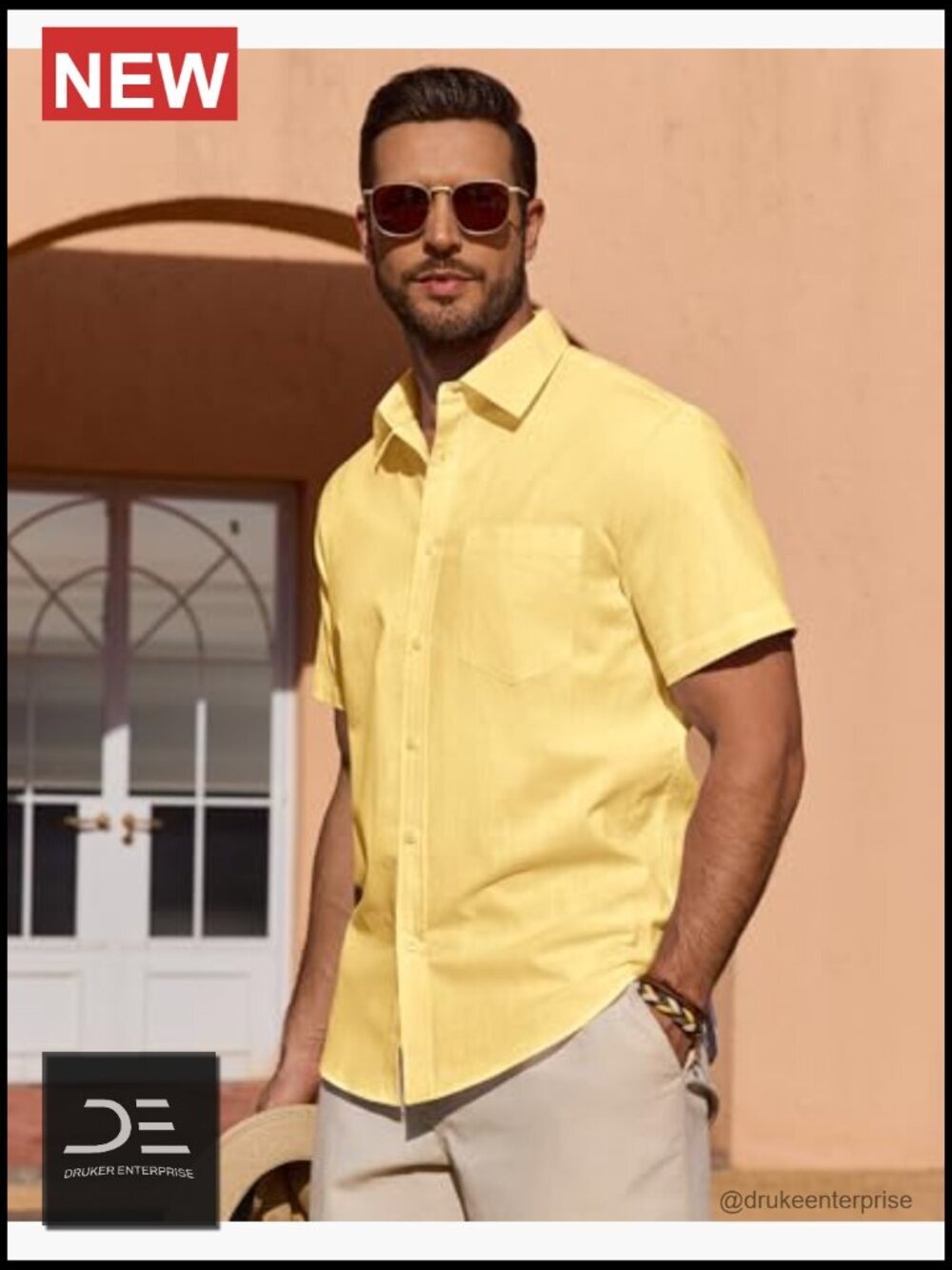 Mens Cotton Linen Short Sleeve Button Down Shirt Casual Untucked Summer Beach - Picture 3 of 6